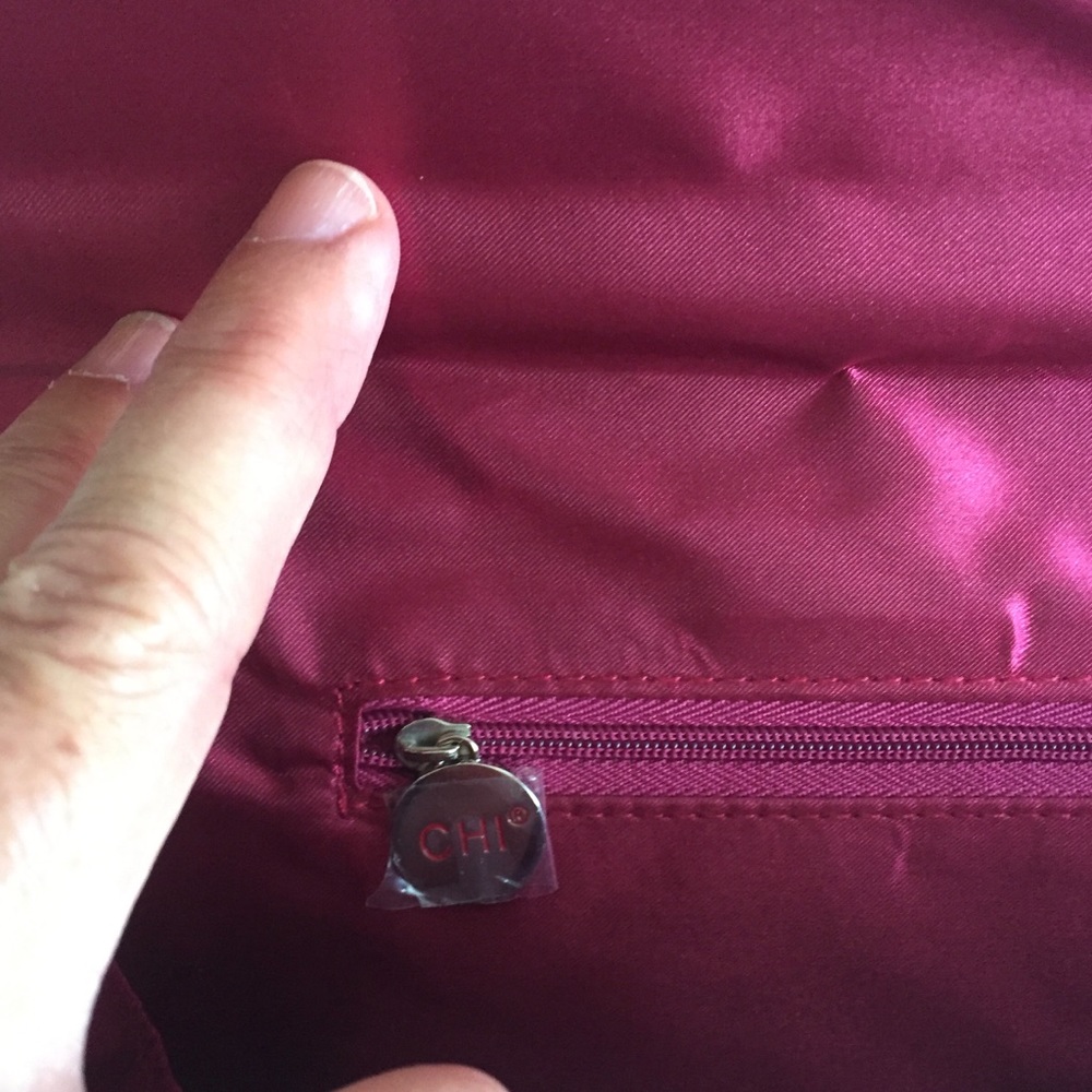 CHI Burgundy Red Maxi Clutch with Optional Chain Strap Baguette East West - Picture 6 of 10